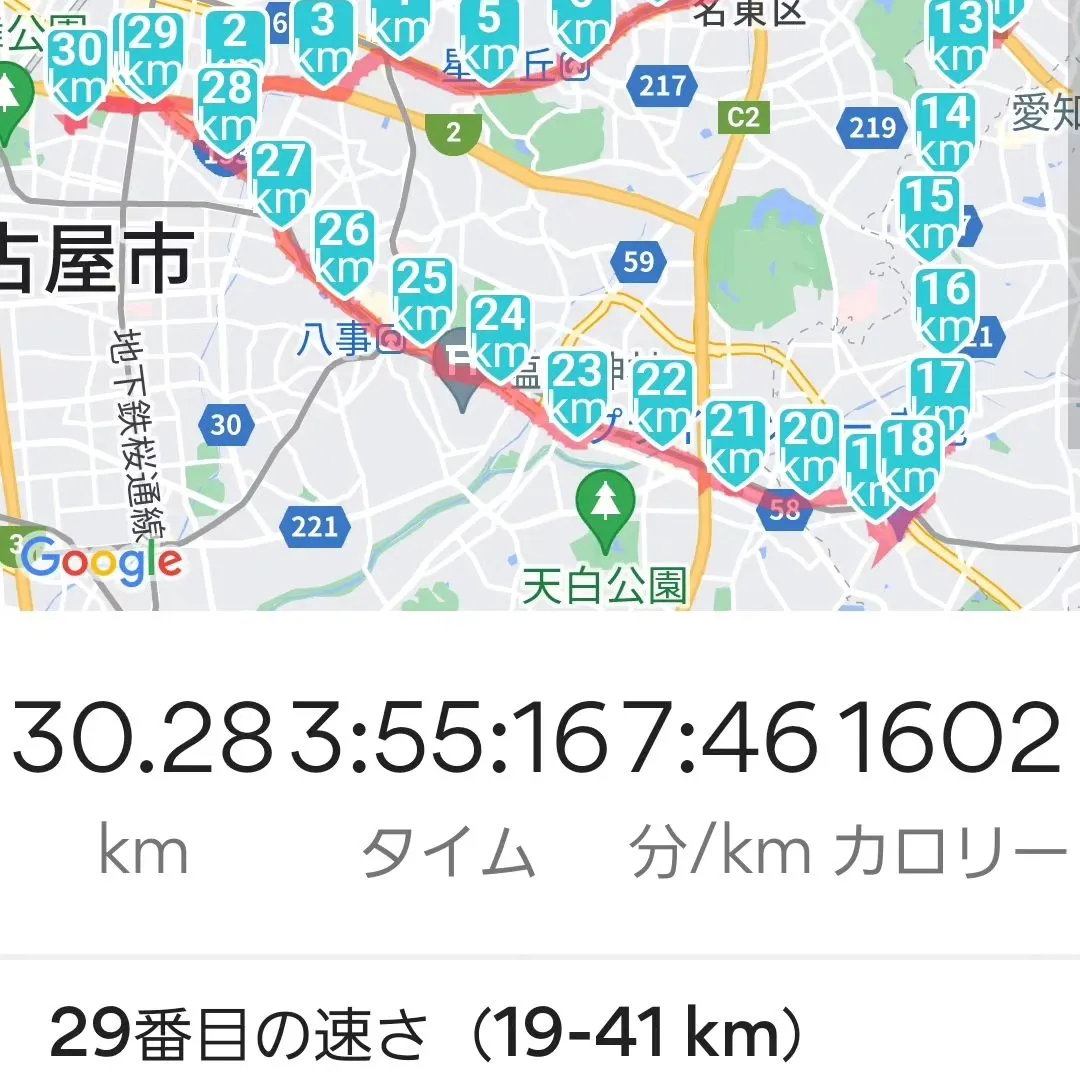 今日は30km走。